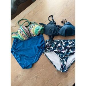 Bathing Suits Lot Womens Large‎ Swimwear Mixed Lot 2 Tops 2 Bottoms Beach Pool